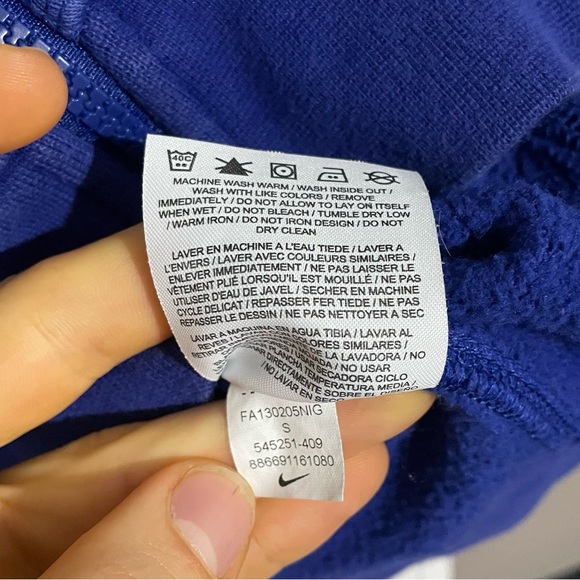 Nike Hoodie Men’s Small Full Zip Blue Spell Out Logo Graphic Print Activewear - Picture 5 of 12